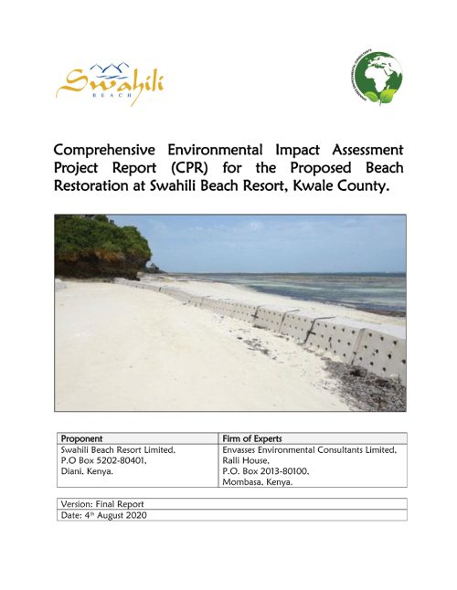 Environmental Impact Assessment Indian Ocean Sandsaver Installation